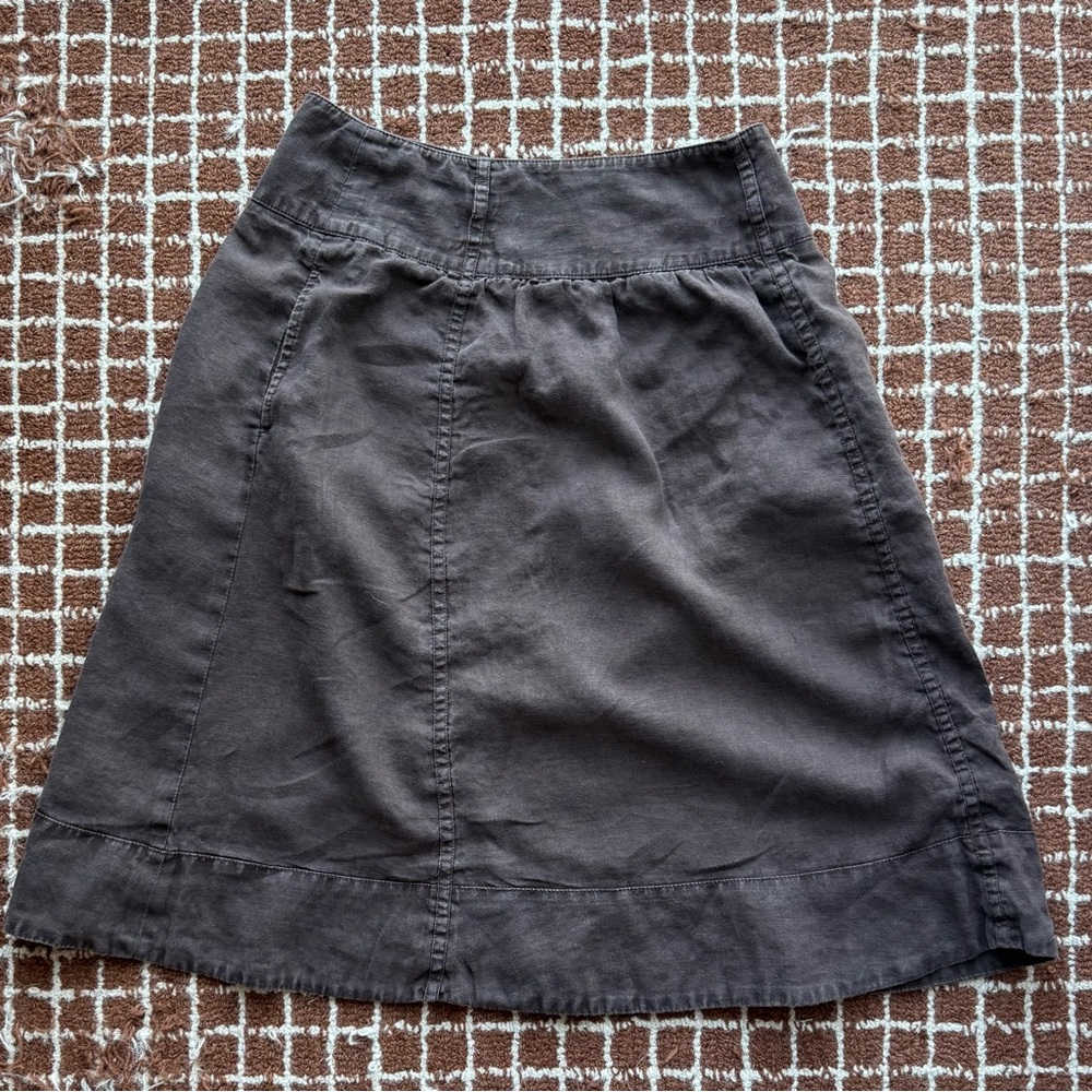 Women's linen Brown midi Skirt